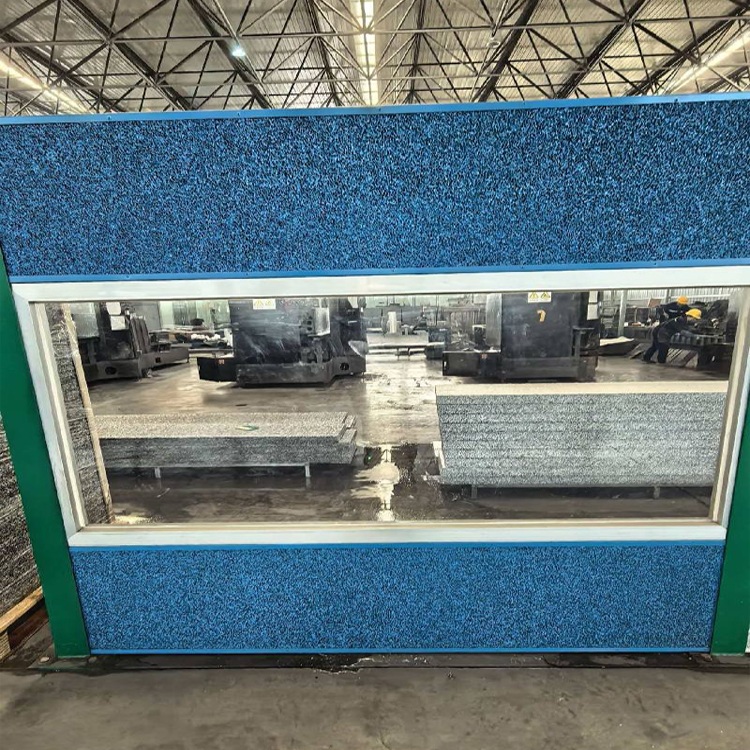 Custom 30mm-thick aluminum foam noise barrier, blue-coated.